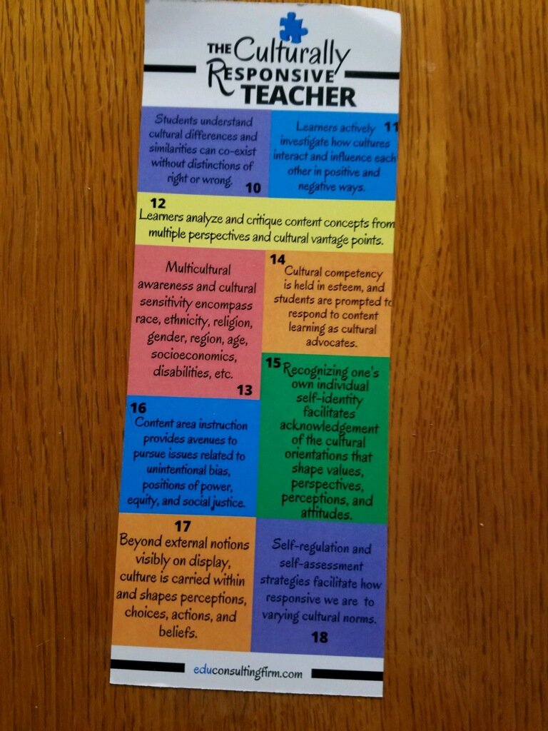 A poster hung up on the wall during a "culturally responsive teacher" training that took place in Chatham County Schools. These trainings have recently sparked rumors that CCS is teaching critical race theory in the schools.